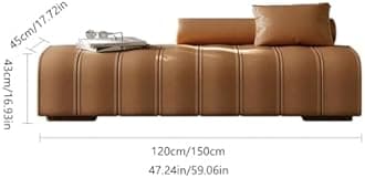 Storage Bench Faux Leather Upholstered End of Bed Bench Modern Long Bench,Rectangular Accent Bench for Living Room Entryway Bedroom End of Bed Bench (Color : Beige, Size : 120 * 45 * 43cm)