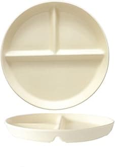 Porcelain Diet Dinner 3 Compartment Plate, Portion Control Plates, Divided Dinner Plates for Adults