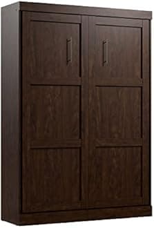 Bestar Pur Full Size Murphy Bed in Chocolate, 59-inch Space-Saving Sleeping Arrangement for Multipurpose Area, Bedroom, Guest Room, or Living Room