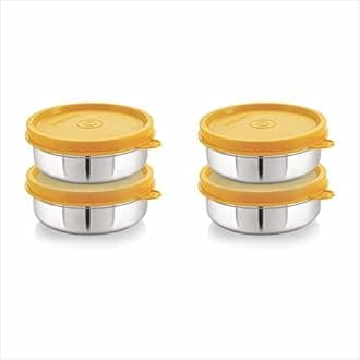 STEELLOCK Stainless Steel Airtight Container | Leak Proof Container/Storage/Lunch Box with Lid | BPA Free, Durable & Rust-Proof | SL-21-set of 4, 200ml each, Yellow