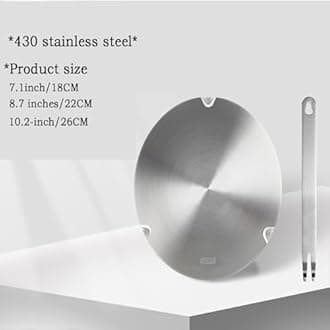 Grourarty 10.2inch Stainless Steel Induction Adapter Plate, Heat Diffuser, Detachable Handle, for Milk Coffee Cookware, Moka Pot, Espresso Maker