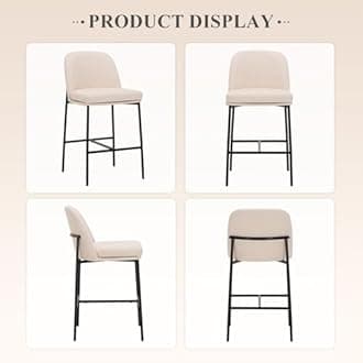 COLAMY Counter Height Bar Stools Set of 6, 25 Inch Modern Fabric Kitchen Island Stools with Back, Upholstered Counter Barstools Armless Bar Chairs with Metal Legs for Island Dining Room Bar, Beige