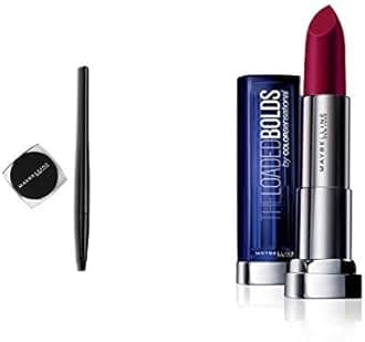 Maybelline New York Lasting Drama Gel Eyeliner, Blackest Black, 2.5G And Color Sensational Loaded Bold Lipstick, Midnight Date, 3.9G, Cream Finish