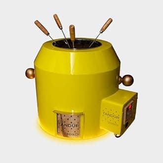 by Speedx - Electric Tandur with 4 Skewers | Home Cooking Tandoor Crafted with a Blend of Clay & Metal, (20x20x20) Inches, Cylindrical (Lemon Yellow)
