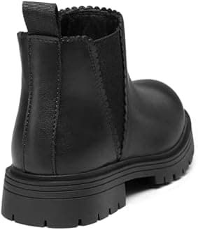 K KomForme Girls Ankle Boots with Side Zipper Chelsea Booties Lug Sole (Toddler/Little Kids/Big Kids)