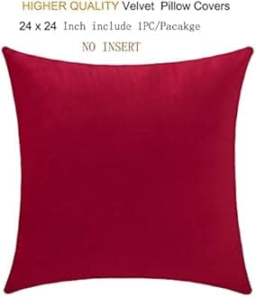 mixeoo Comfy Bright Red Throw Pillow Covers Santa Decorative Square Solid Thick Velvet Super Soft Cushion Cases Home Decor for Sofa Couch Living Room Chair, Set of 1, 24 x 24 Inch