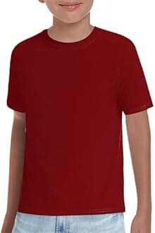 Haloumoning Boys T-Shirts Kids Short Sleeve Crewneck Solid Basic Tees Casual Tops 5-14 Years