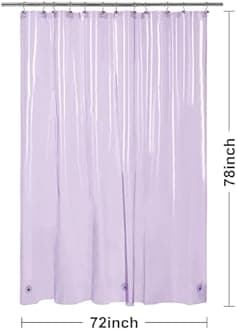 Barossa Design Clear Lavender Long Shower Curtain Liner 78" Height - 3 Magnets & Waterproof Lightweight PEVA Shower Liner for Bath Tub, PVC Free, Metal Grommets, Clear Lavender, 72x78