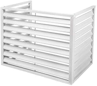 Aluminum Air Conditioner and Heat Pump Cover, 3 Panels Mini Split Air Conditioner Fence Screen for Outside Units, Noise Reduction AC Unit Cover,100x70x50cm, White