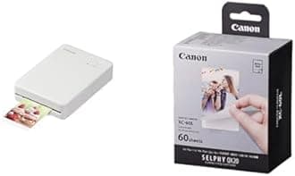 Canon SELPHY QX20 Compact Photo Printer White with XC-60L Ink/Paper Bulk Set