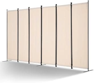 VEVOR Room Divider, 6 Panels Room Divider, Folding Privacy Screen and Portable Partition Divider for Room Separation, Freestanding Room Partitions for Office, Bedroom, Study, Beige