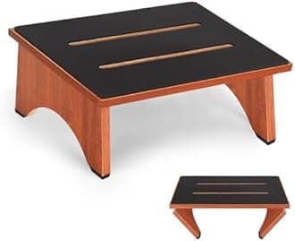 Step Stool Foldable, One Step Stool with Non-Slip Rubber Feet, Collapsible Wooden Step Stools for Adults Seniors, 450 LBS Portable Bed Steps for High Beds, Kitchen, Bedroom, Bathroom, RV, No Assemble