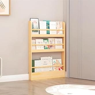 Tazyee Book Shelf, Behind The Door Bookshelf, Wooden Kids Book Shelf 3/4/5/6 Tier, for Toys and Books, Space-Saving Wall Mount Narrow