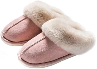 Womens Indoor House Slippers, Memory Foam Fluffy Slippers, Soft Fur Slip On Slippers, Winter Warm Shoes, Cozy Plush Faux Fur Scuff Slippers, Fluffy Slipper Shoes Rubber Sole