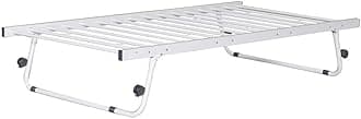 Panana Single Metal Guest Bed Pull Out Guest Trundle Bed Space Saving(White, Trundle)