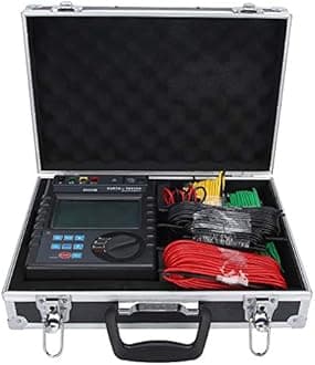 0-9000kΩm Digital Soil Resistivity Meter, Digital Earth Resistance Tester 2‑Pole/3-Pole/4-Pole for Soil Resistivity, Ground Voltage, AC Voltage Measurement