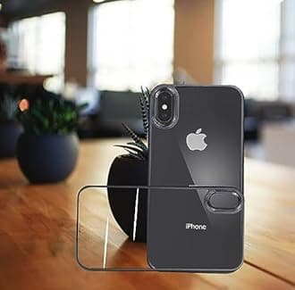 A rtistque Metal Clear Back Cover Case for iPhone X/XS |Sleek Hard Crystal ClearBack | Drop & Camera Protection | Shockproof Mobile Case for iPhone X/XS (PC & TPU - Black)