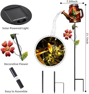 Solar Garden Decor Lights Outdoor,Watering Can with Light,Solar Lights Outside Waterproof,Outdoor Decorations for Yard,Hummingbird Flower Bed Decor Light,DIY Birthday Gifts for Women,Grandma