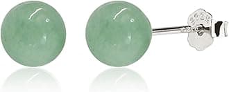 Jade Earrings Studs, Green Jade Earrings for Women, 925 Sterling Silver Stud Earrings for Sensitive Ears, Jade Jewelry for Women & Men