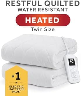 Sunbeam Waterproof Heated Mattress Pad, Twin, MSU6STS-T000-11A00