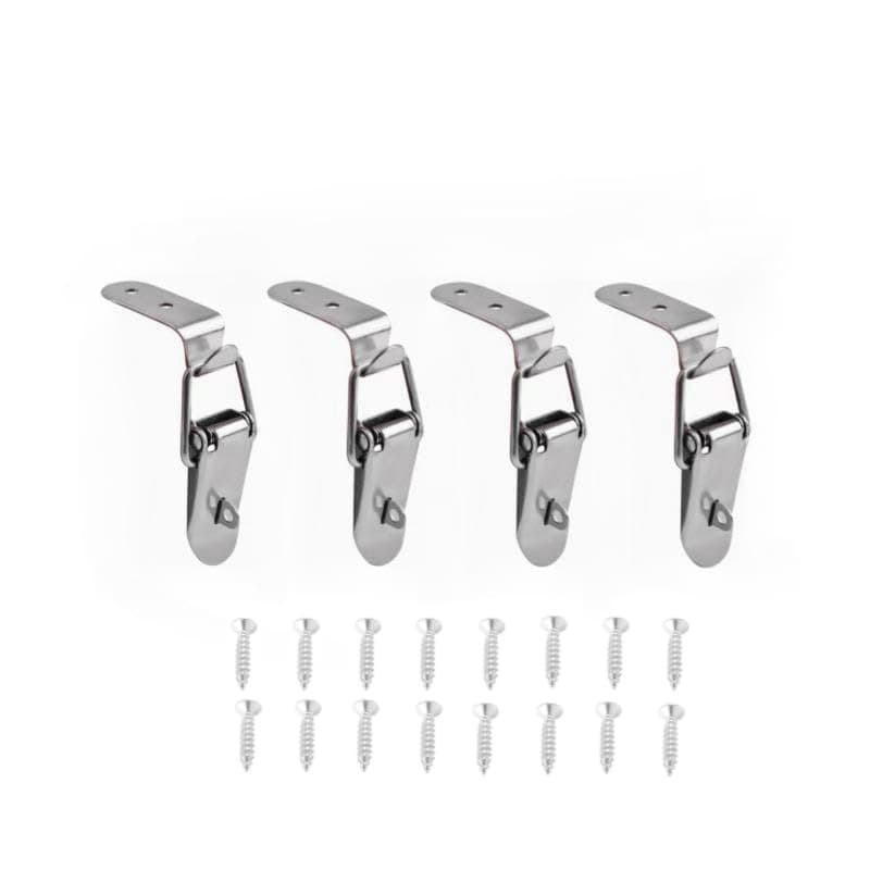 Latch 90 Degree Stainless Steel Spring Loaded Toggle Latch,With locking hole, Silver Catch Hasp Clamp Clip Lock with for Cabinet, Wooden Case, Box (90mm - 4 Pack)