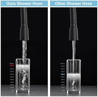 OFFO Large Bore Shower Hose 2m, 11mm Bore High-Flow Anti-Kink Shower Hose Stainless Steel Replacement High Pressure Shower Hoses,Universal Leakproof,Matte Black