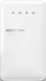 FAB10 50's Retro Style Aesthetic Refrigerator with 4.48 Cu Total Capacity, 2 Glass Shelves, LED Internal Light, 22-Inches, White Right Hand Hinge Made In Italy
