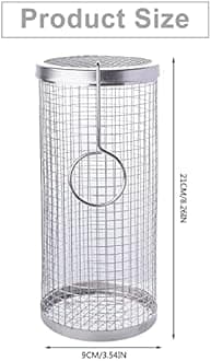 YumSur Rolling Grill Basket,Stainless Steel Wire Mesh Cylinder Grilling Basket, Portable Outdoor Camping Barbecue Rack for Vegetables,French Fries,Fish,Versatile Round Grill Cooking Accessories