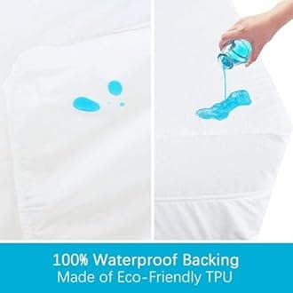 Waterproof Mattress Protector with Zipper Chain, Single Size (84x35 Inches)_with 10 Inch Drop Grey, Zippered Mattress Encasement, Bed Cover, Six-Sided Edenwald Waterproof Mattress Protector