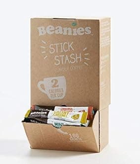 Beanies 100 Coffee Sticks, Mixed Blends; instant flavored coffee - Dispensing Box