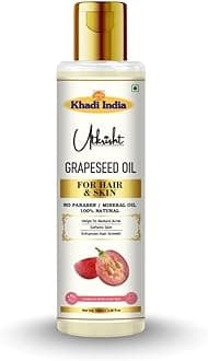 Khadi Grapeseed Oil For Skin & Hair 100ml | Pure & Natural Oil for Hair Growth & Nourishing Skin Care | Non Sticky, Paraben, Mineral Oil Free | For All Hair Types | Daily Use for Men & Women