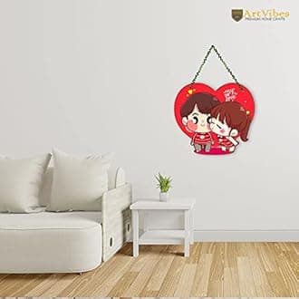 Artvibes Cute Couple Wall Hanging For Home Decor | Couple Gifts | Items for Girlfriend Boyfriend Husband Wife | Living Room Decoration | Art Piece for Bedroom (WH_8310N)