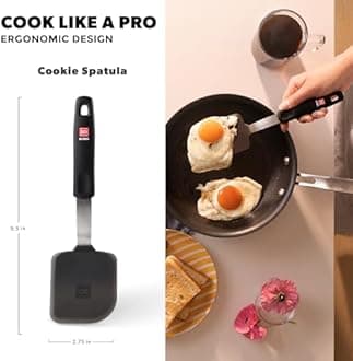 DI ORO Designer Series Flexible Small Silicone Turner Spatula ââ‚¬â€œ 600F Heat-Resistant Rubber Cookie Spatula - BPA Free and LFGB Certified Pro-Grade Silicone - Versatile Kitchen Tool