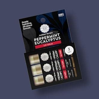 Woolzies Peppermint Essentials Lip Balm Set: All-Natural Shea Butter, Beeswax, Coconut Oil, Vitamin E Infused Lip Moisturizer Care (3 Pack, Men's)