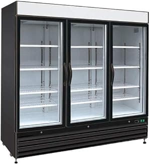 Kratos Commercial Diplay Refrigerator - Swing Glass 3-Door Merchandiser, 81" W, 72 Cu Ft, Black (69K-811)
