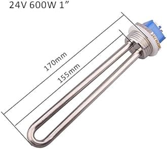 Dernord Heating Element Submersible Water Heater Element Stainless Steel Immersion Heater with 1 Inch NPT Fitting 24v 600watt