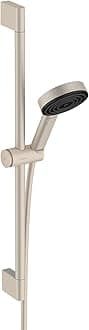 hansgrohe Pulsify S 1-Spray Handshower with Slide Bar and Hose, PowderRain, IntenseRain, Pulsating Massage, in Brushed Nickel, 24161821