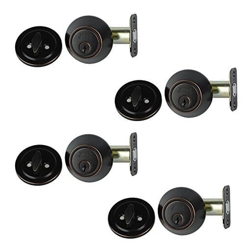 Lock | Single Cylinder Deadbolt Keyed Alike Lock | 4 Pack Deadbolt Lock Set | Home Improvement & Door Hardware (Bronze)