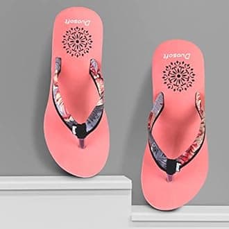 Doctor Walk Women's Floral Print Flip Flops, Mint Green, Comfort Platform Sandals