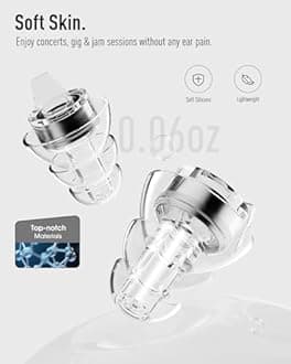 Hearprotek concert ear plugs, 2 pairs High fidelity musician earplugs with cord-ear protection for concerts, raves, festival, nightclub, drummers, party, motorcycles, airplane, travel (26dB)