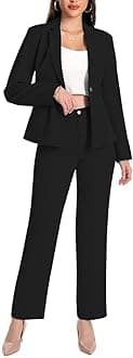YUNCLOS Women's 2 Piece Office Lady Business Suit Set Slim Fit Blazer Pant