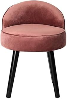 Qivange Velvet Vanity Dressing Table Stool Low Back Makeup Vanity Stool Chair Bedroom Chair Stool Wood Legs (Smoking Rose, 48 * 48 * 68CM)