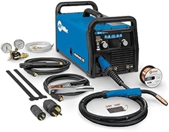 Miller 907693 Multimatic 215 Multiprocess Welder - Versatile Multi-Process MIG, Flux-Cored & TIG Welder Machine - Portable Welding Machine with Wire Feeder, MIG Gun & Multi-Voltage Plug for 120V&240V