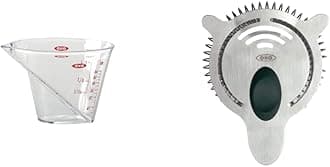 OXO Good Grips Mini Angled Measuring Cup (2 Oz capacity) and Steel Cocktail Strainer
