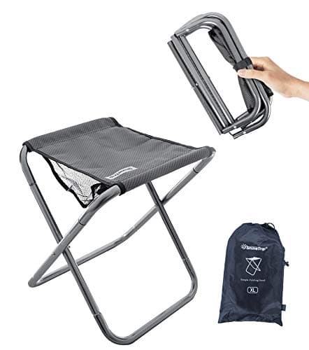 Camping Stool, 16in Tall Large Size Folding Stool with Carry Bag ,Aluminum Alloy Bracketï¼Å’1.5lbs Lightweight , Load Capacity to 300lbs, for Outdoor, Travel, Hiking, BBQ, Fishing, Beach(Grey)