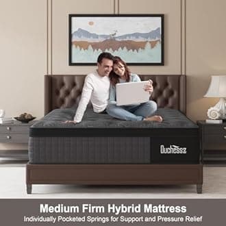 King Mattress, 10 Inch Hybrid Mattresses Black with Gel Memory Foam and Individually Pocket Innerspring Euro Top Medium Firm for Motion Isolation, Edge Support, 100 Night Trial