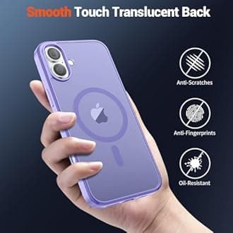 SUPFINE Magnetic for iPhone 16 Plus Case(Compatible with MagSafe) (Military Grade Drop Protection) Slim Translucent Matte Shockproof with Anti-Fingerprint Phone Case,Purple