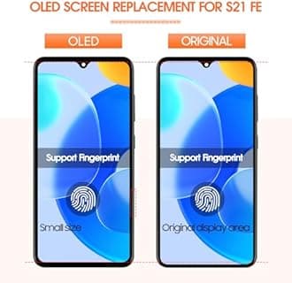 OLED for Samsung Galaxy S21 FE 5G Screen Replacement for Samsung S21 FE 5G LCD Display SM-G990B SM-G990U SM-G990W Digitizer Touch Screen Assembly Repair Parts with Frame(with Fingerprint Function)