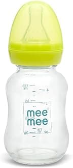 Premium Glass Feeding Bottle, 125 ml, Green