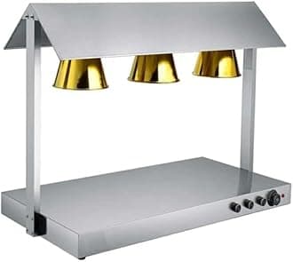 Shoppers Hub PNQ 865W Electric SS Triple Headed Food Lamp Warmer with Top and Bottom Heating for Ideal Heavy Duty Use in Commercial Culinary Places. (Colour: Gold)